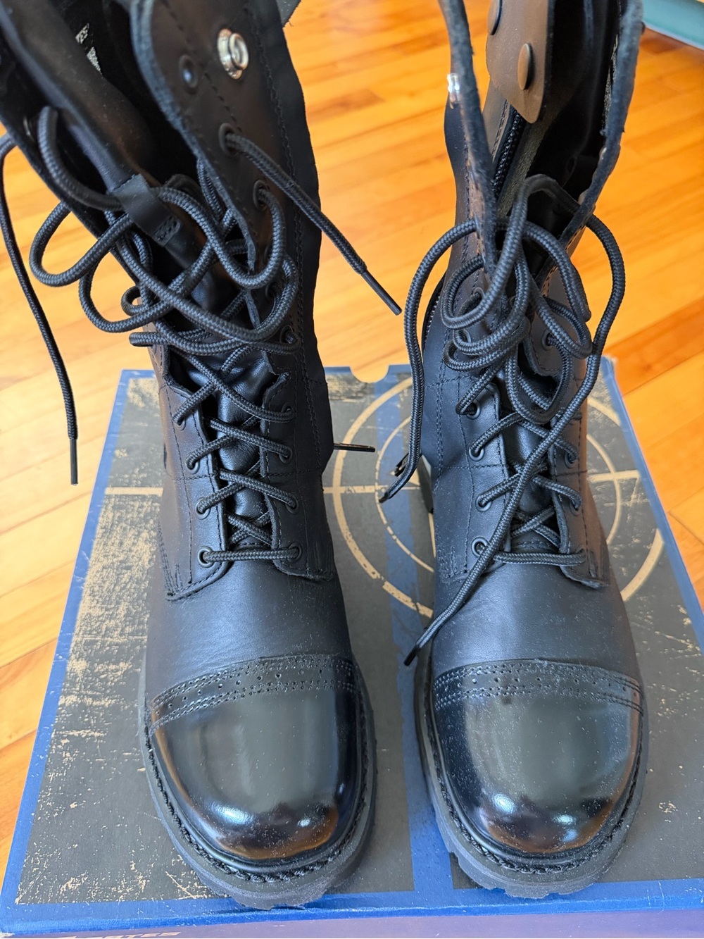 Bates Black Lace-Up Tactical Boots with Polished Toe